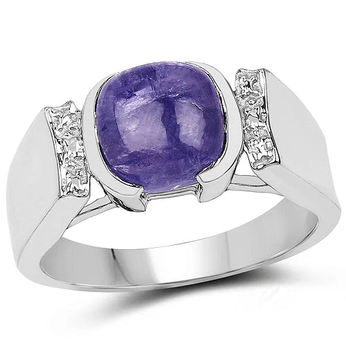 2.80 Carat Genuine Tanzanite .925 Sterling Silver Ring - Image 5