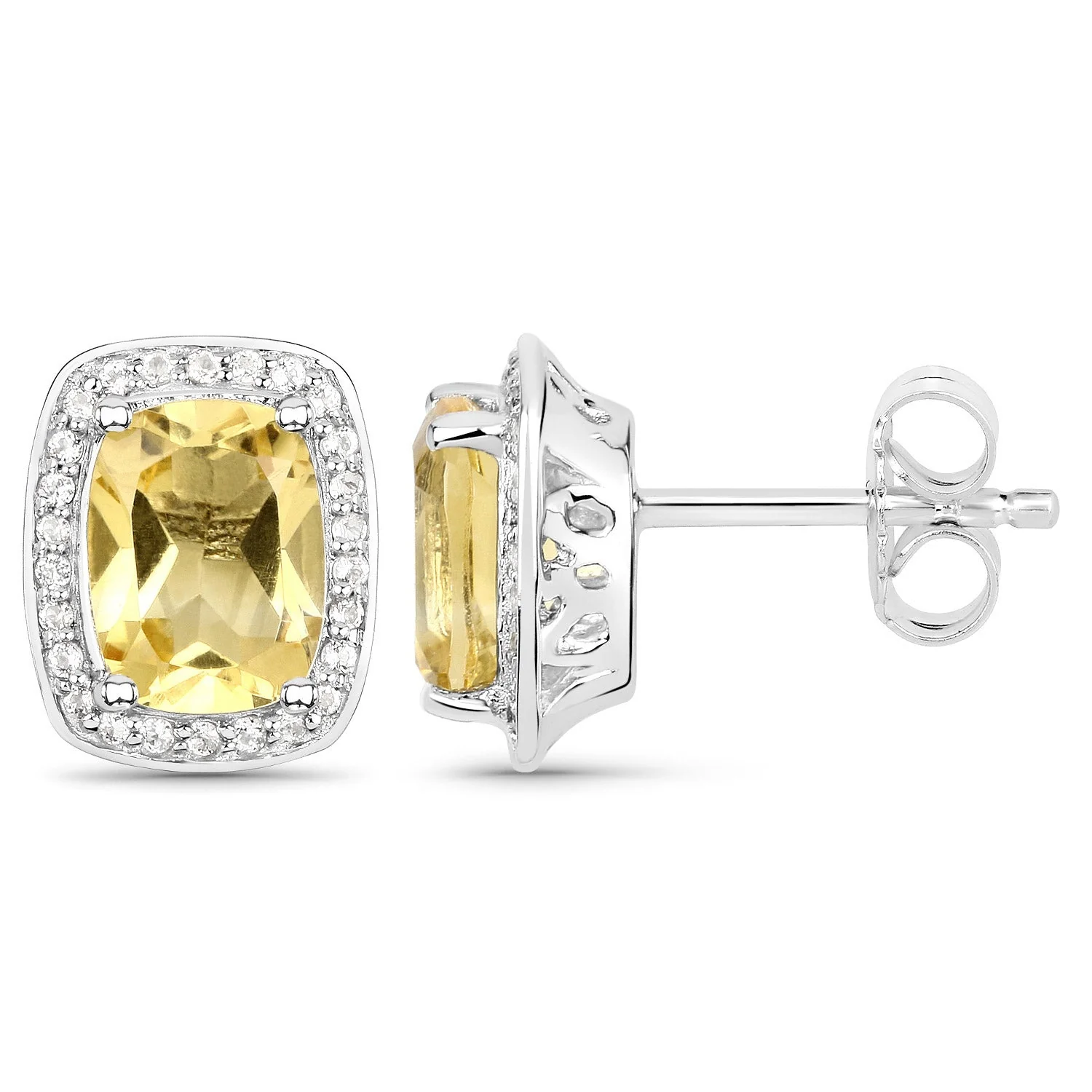 2.81 Carat Genuine Citrine and White Topaz .925 Sterling Silver Earrings - Image 2