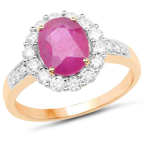 2.84 Carat Genuine Burma Ruby and White Diamond 18K Yellow Gold Ring - Image 4