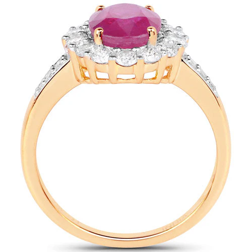 2.84 Carat Genuine Burma Ruby and White Diamond 18K Yellow Gold Ring - Image 5