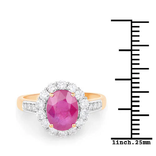 2.84 Carat Genuine Burma Ruby and White Diamond 18K Yellow Gold Ring - Image 6