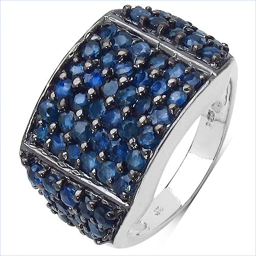 2.86 Carat Genuine Blue Sapphire .925 Sterling Silver Ring - Image 2