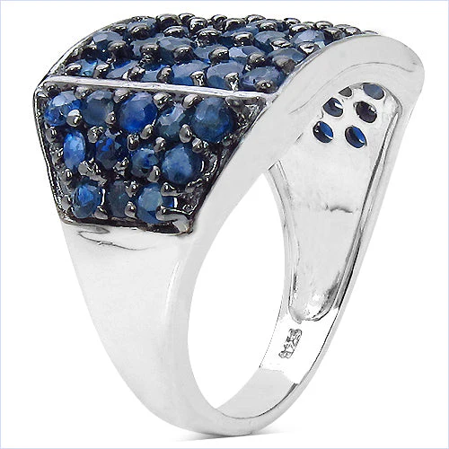 2.86 Carat Genuine Blue Sapphire .925 Sterling Silver Ring - Image 6