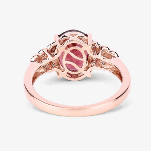 2.87 Carat Genuine Rhodolite and White Diamond 14K Rose Gold Ring - Image 13