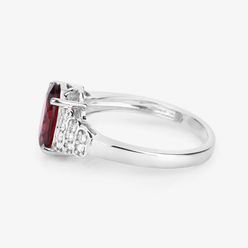 2.87 Carat Genuine Rhodolite and White Diamond 14K White Gold Ring - Image 12