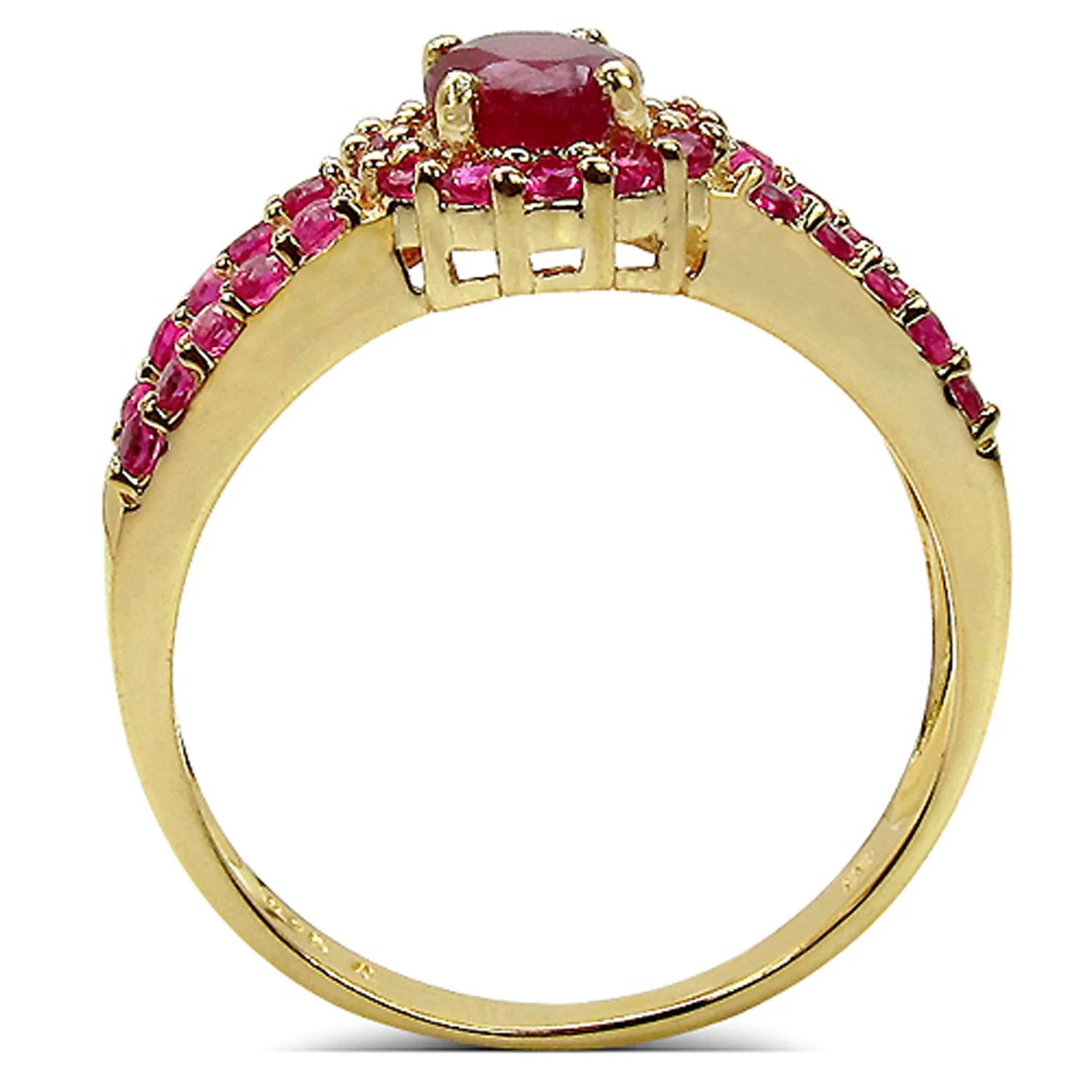 2.89 Carat Glass Filled Ruby, Created Ruby and White Topaz .925 Sterling Silver Ring - Image 2