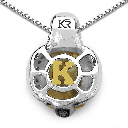 2.91 Carat Genuine Citrine, Champagne Diamond & White Diamond .925 Sterling Silver Pendant - Image 6