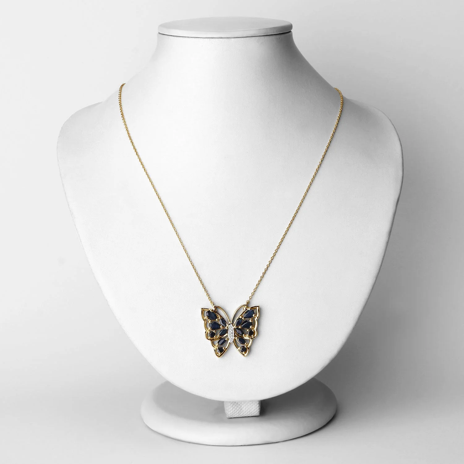2.94 Carat Genuine Blue Sapphire and White Zircon .925 Sterling Silver Necklace - Image 2