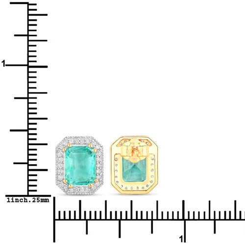 2.99 Carat Genuine Ethiopian Emerald and White Diamond 14K Yellow Gold Earrings - Image 3