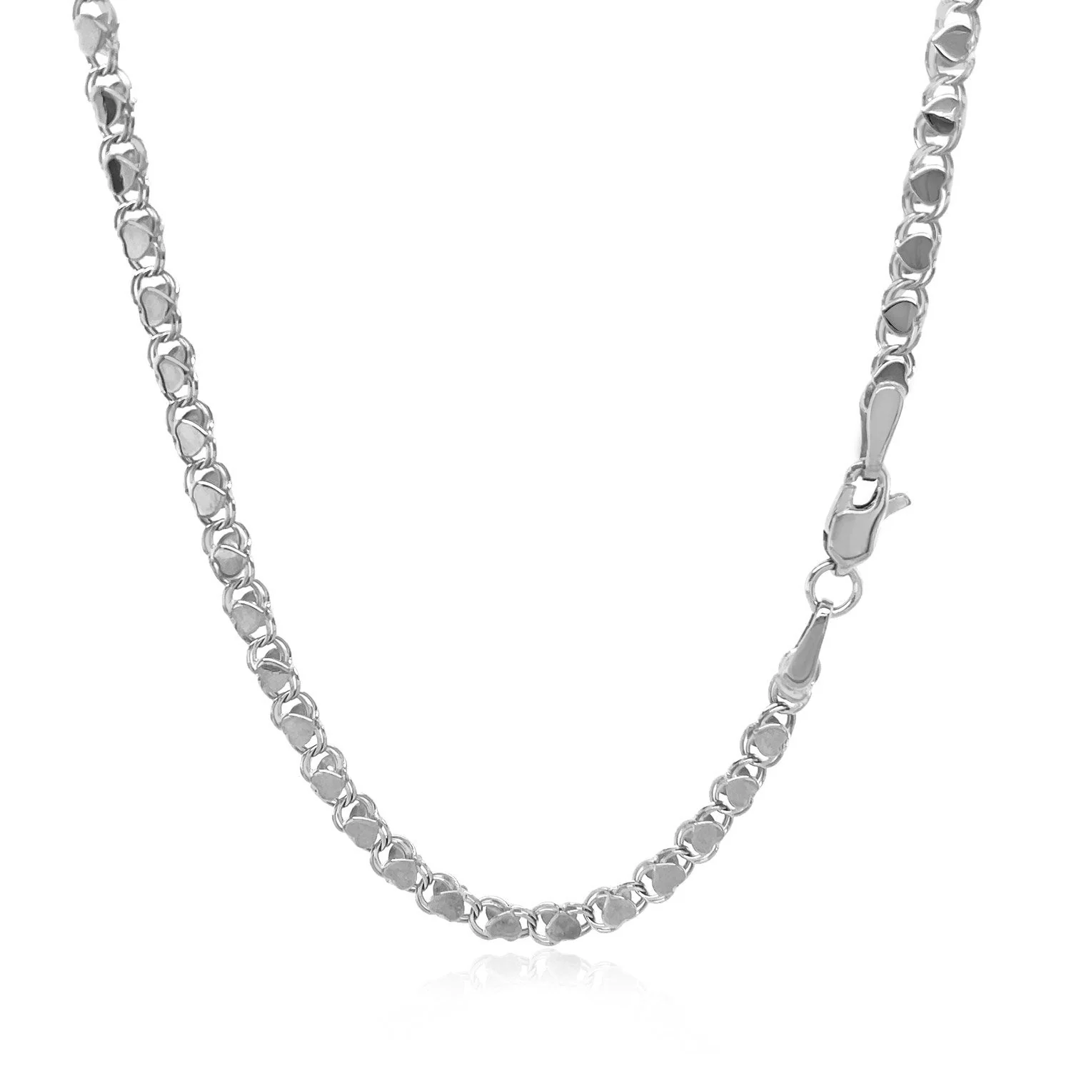2.9mm 14k White Gold Heart Chain - Image 3