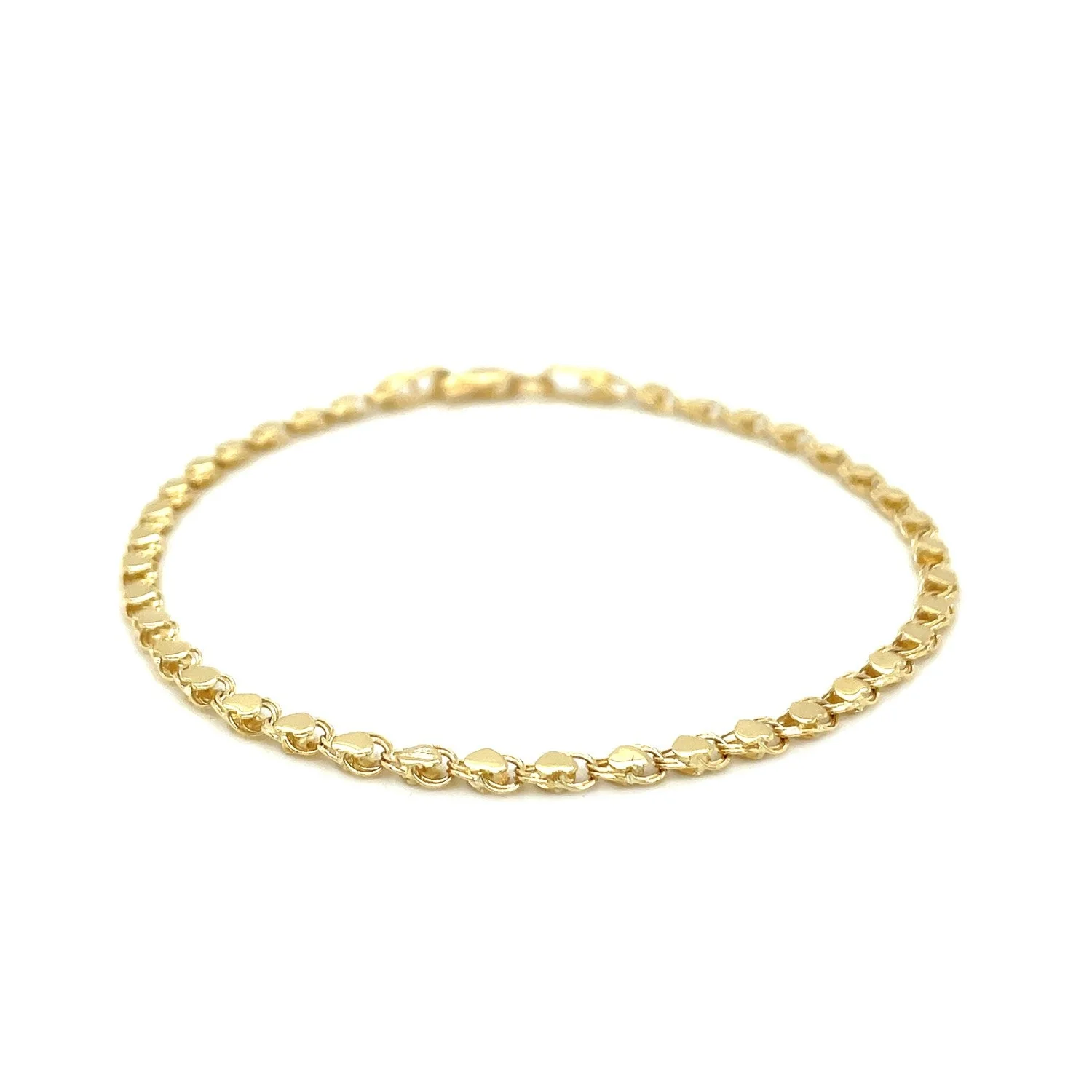 2.9mm 14k Yellow Gold Heart Bracelet - Image 6