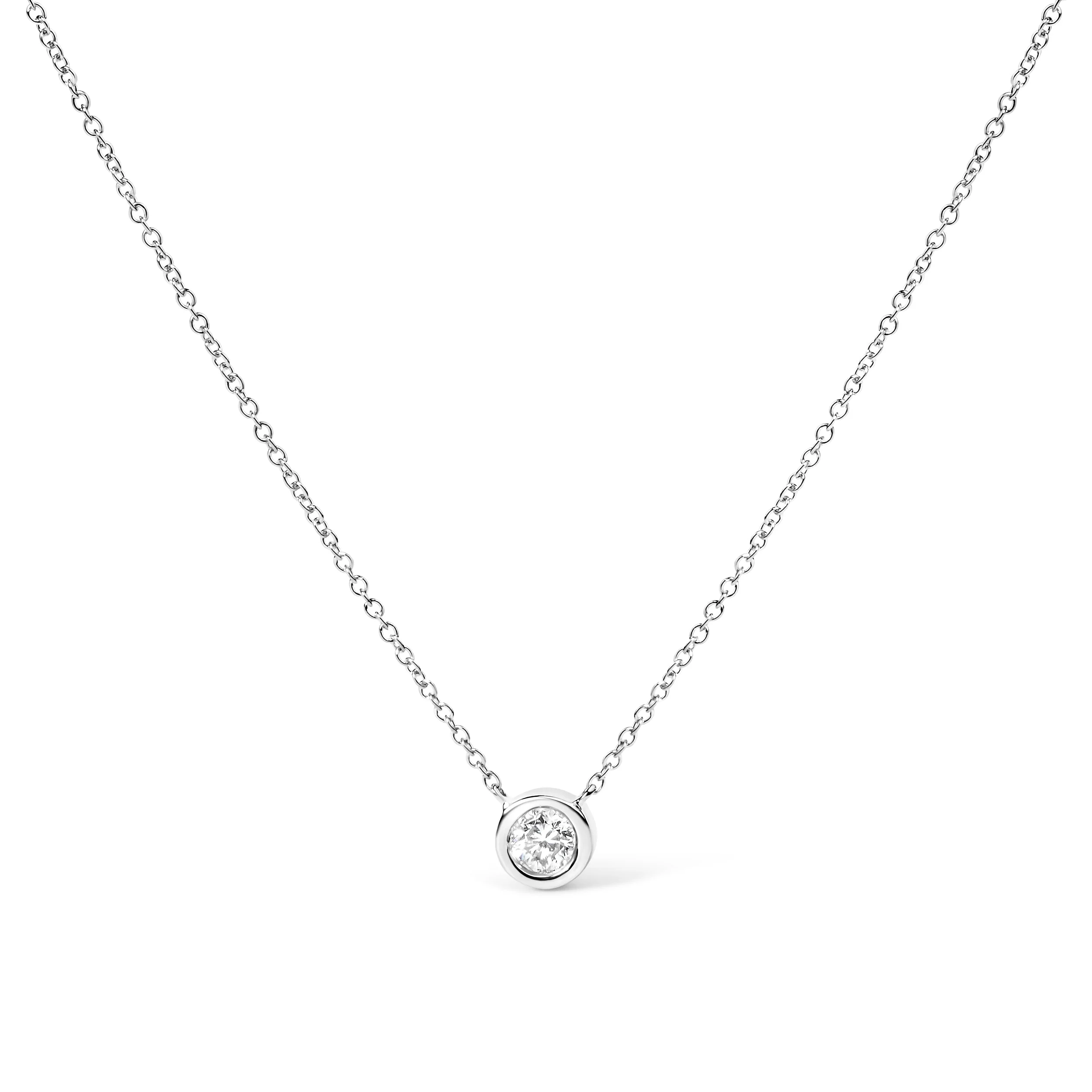 2 Micron 14K Rose Gold Plated Sterling Silver Bezel-Set Diamond Solitaire Pendant Necklace (1/3 cttw, H-I Color, I1-I2 Clarity) - Image 11