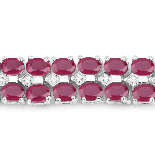 20.03 Carat Glass Filled Ruby and White Topaz .925 Sterling Silver Bracelet - Image 4
