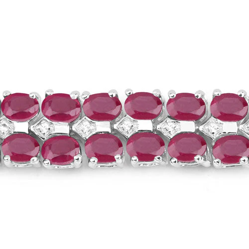 20.03 Carat Glass Filled Ruby and White Topaz .925 Sterling Silver Bracelet - Image 8