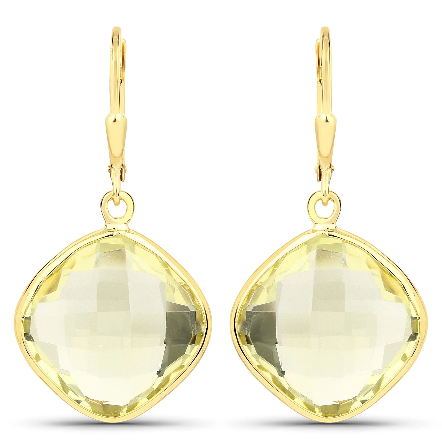 21.40 Carat Genuine Lemon Quartz .925 Sterling Silver Earrings