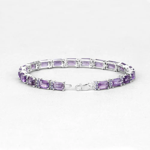 21.84 Carat Genuine Amethyst and Rhodolite Granet .925 Sterling Silver Bracelet - Image 6