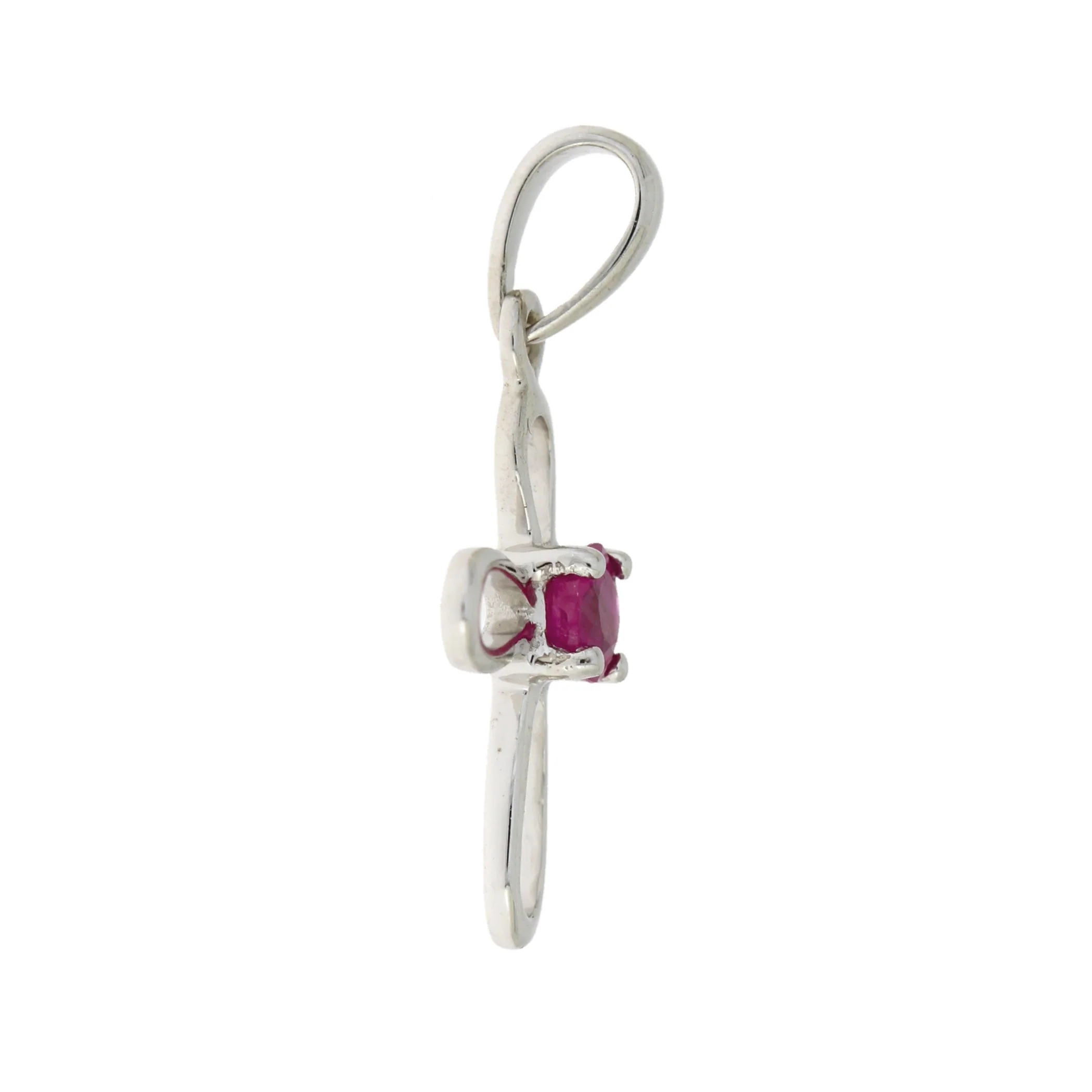 .22ct Ruby Cross Religious Pendant 10KT White Gold - Image 2