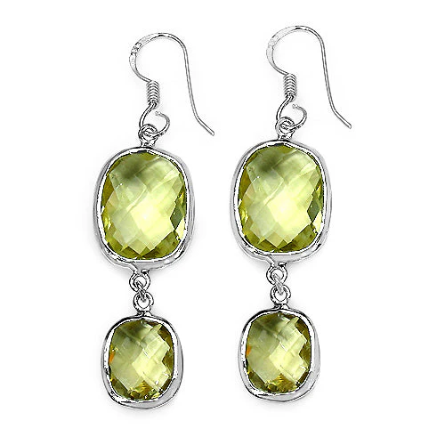 25.74 Carat Genuine Lemon Quartz .925 Sterling Silver Earrings - Image 3