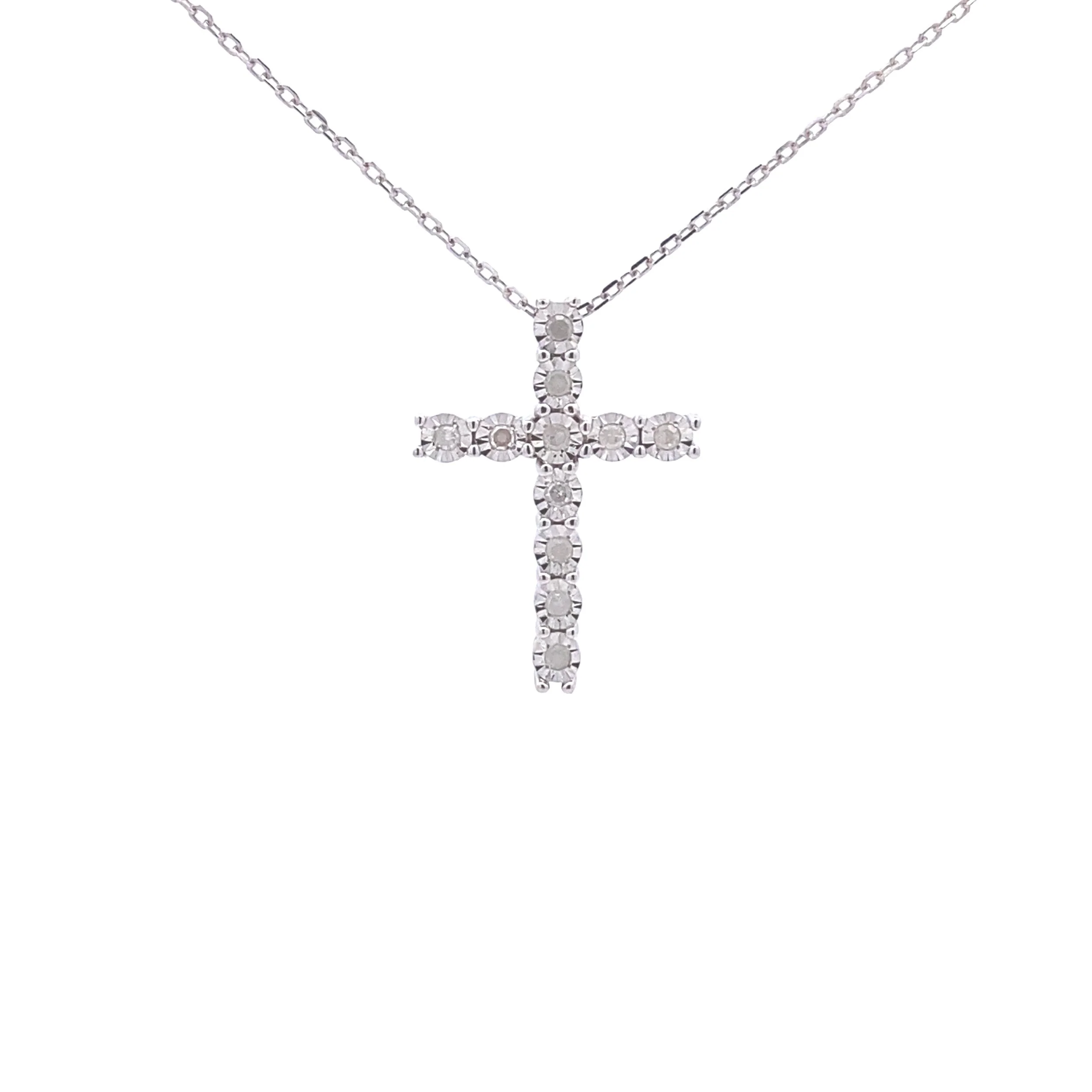 .25ct Diamond Cross Religious Pendant Sterling Silver - Image 3