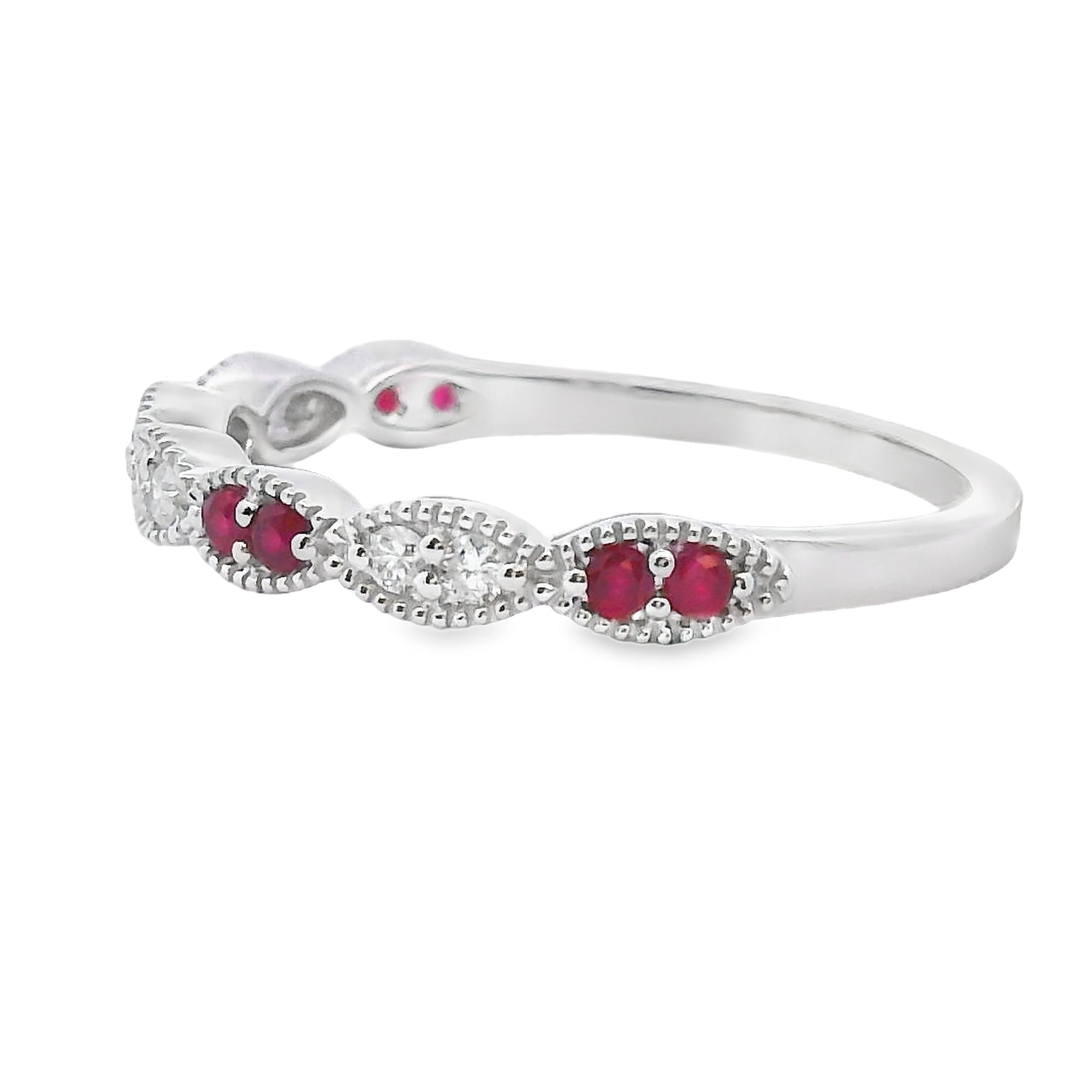 .25ct Ruby Diamond stackable band set 14KT White Gold - Image 2