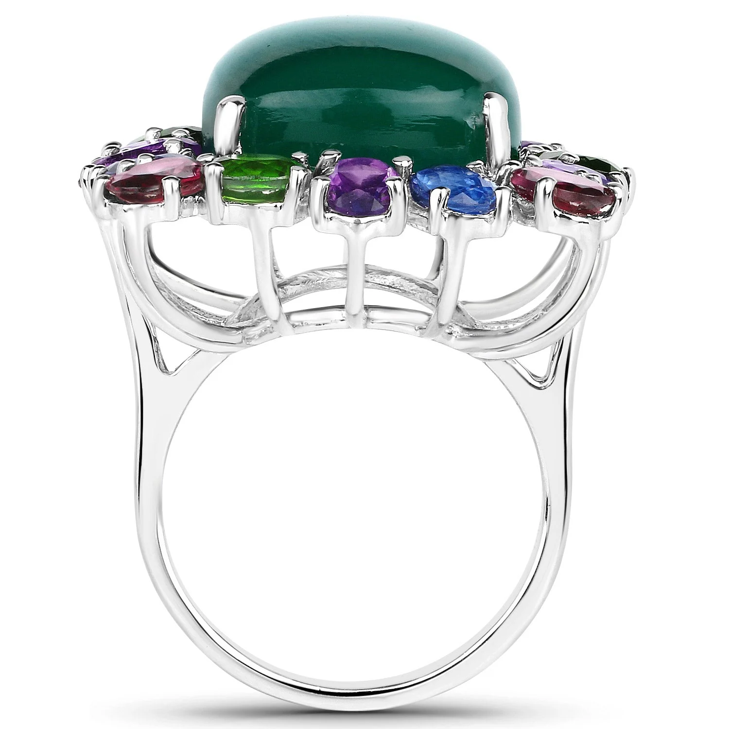 26.67 Carat Genuine Multi Stones .925 Sterling Silver Ring - Image 2