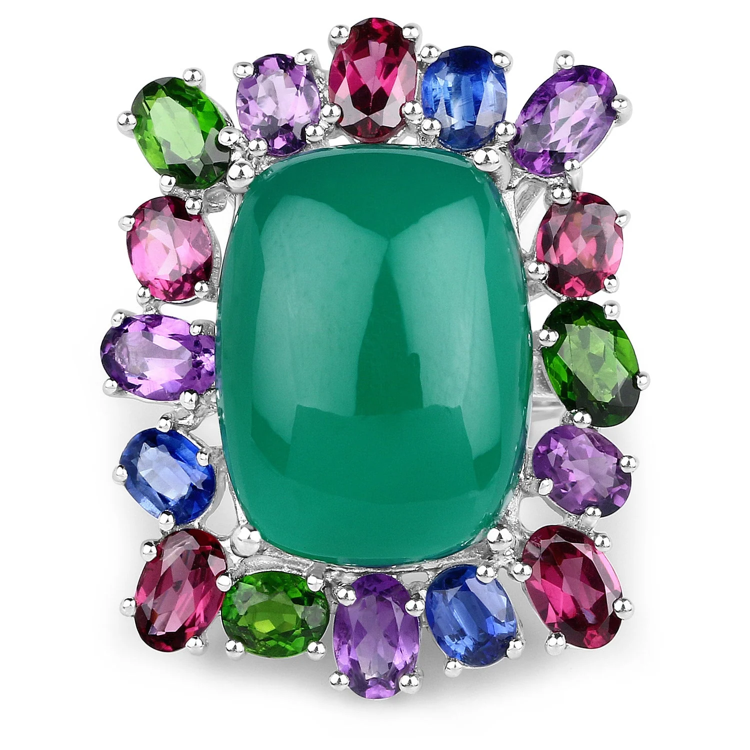 26.67 Carat Genuine Multi Stones .925 Sterling Silver Ring - Image 3