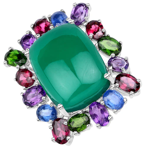 26.67 Carat Genuine Multi Stones .925 Sterling Silver Ring - Image 4