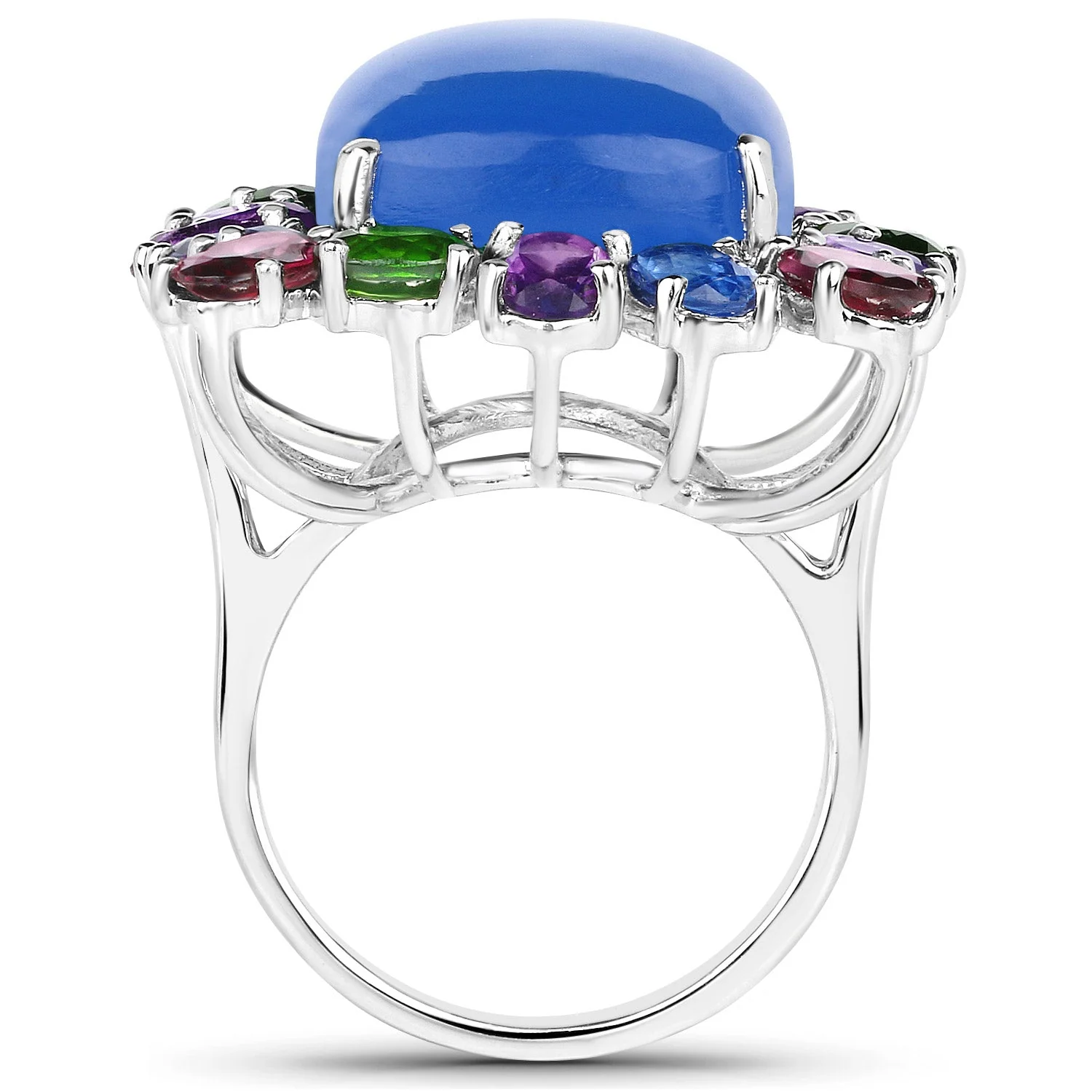 26.67 Carat Genuine Multi Stones .925 Sterling Silver Ring - Image 2