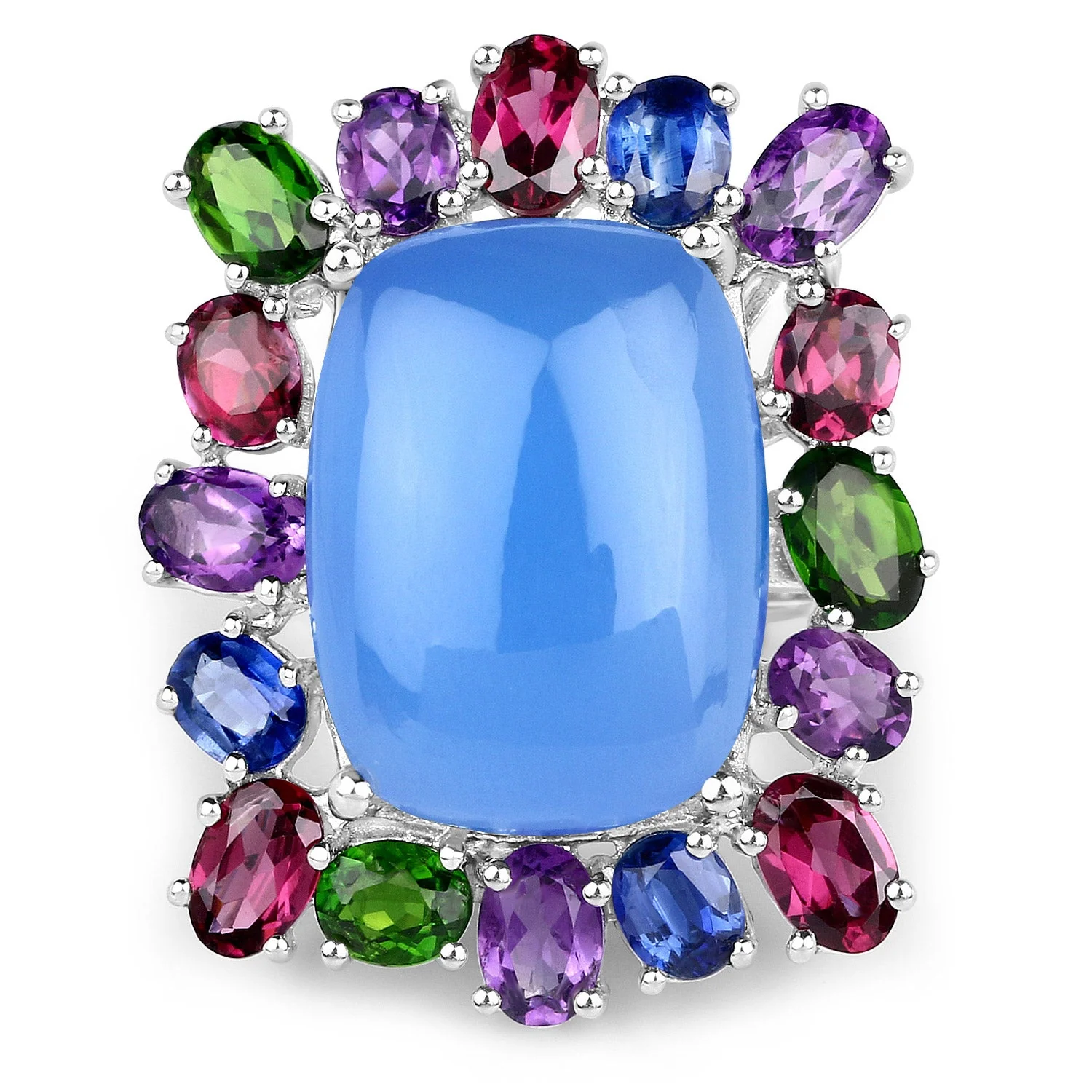 26.67 Carat Genuine Multi Stones .925 Sterling Silver Ring - Image 3