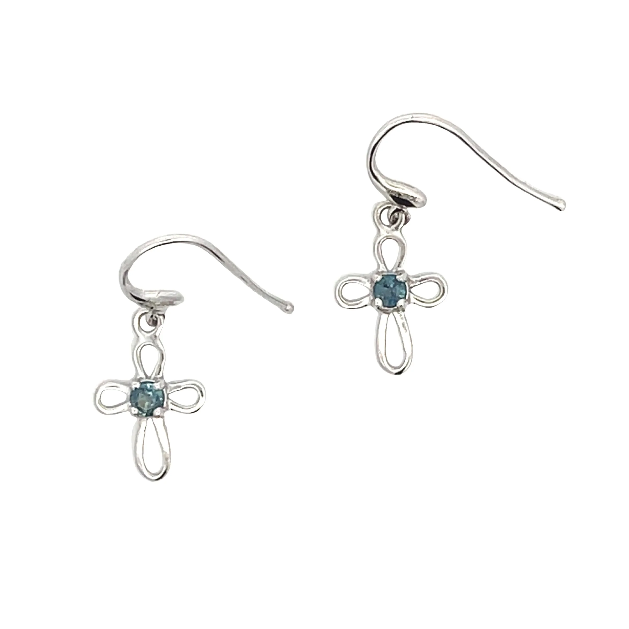.27ct Sapphire Cross Earrings 10KT White Gold - Image 3