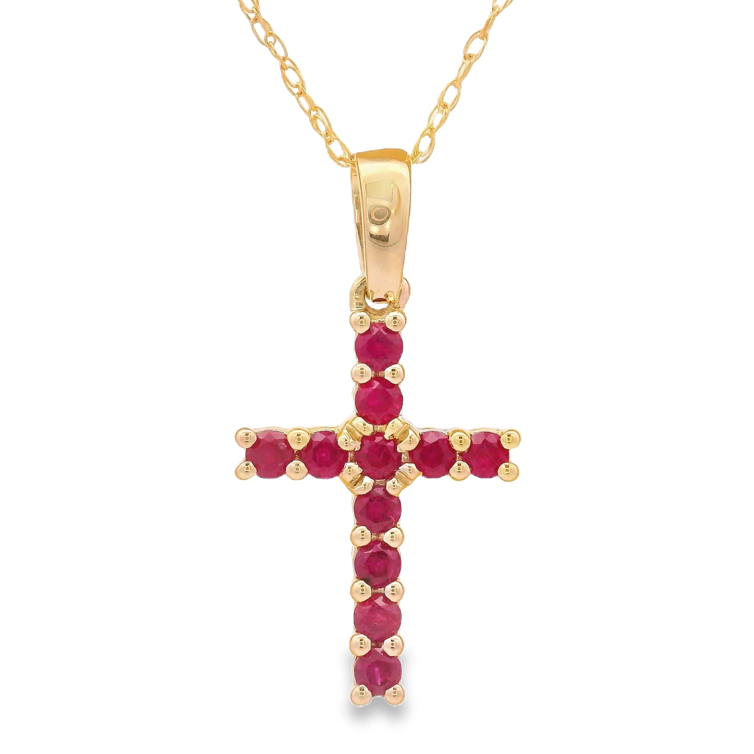 .29ct Ruby Cross Religious Pendant 14KT Yellow Gold
