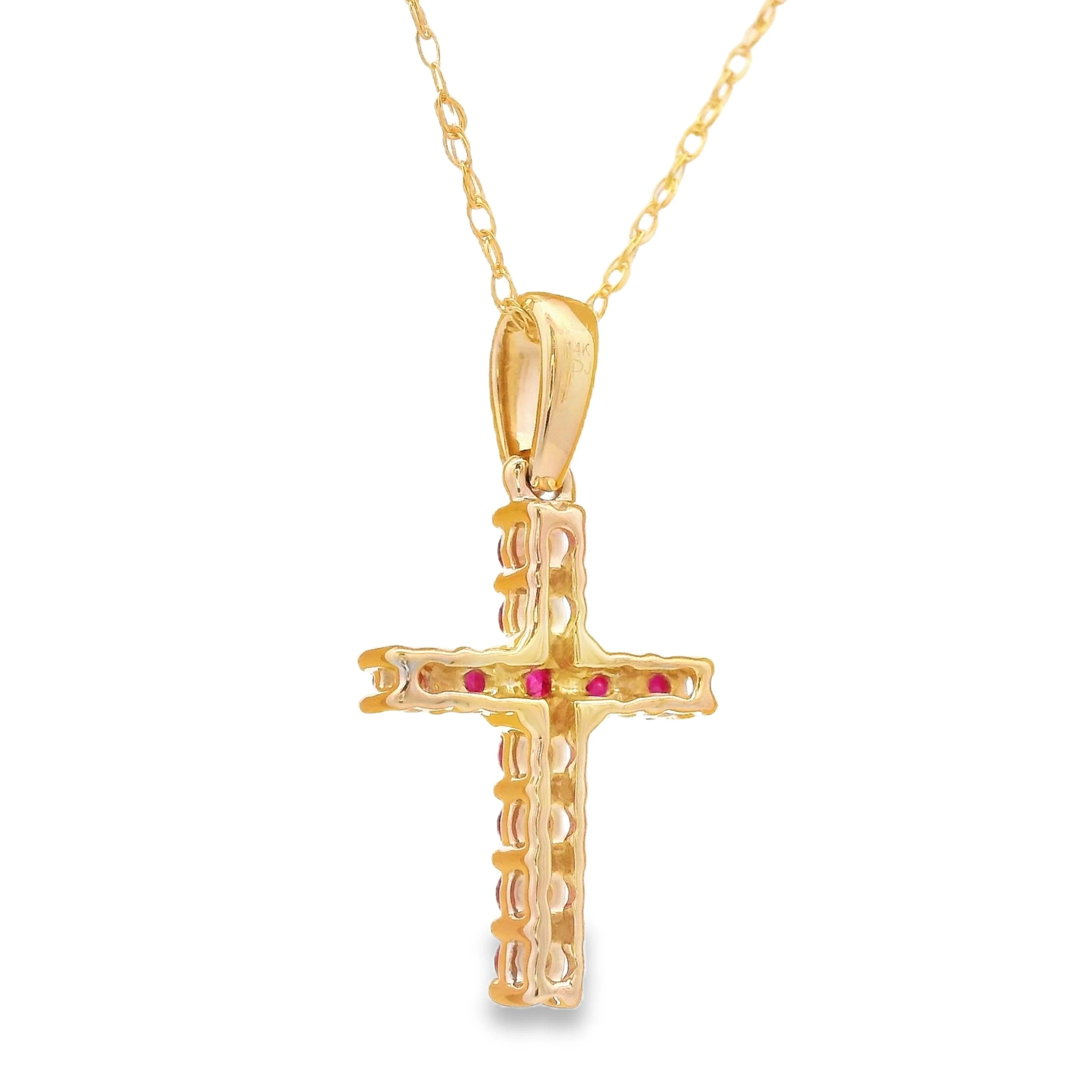 .29ct Ruby Cross Religious Pendant 14KT Yellow Gold - Image 2
