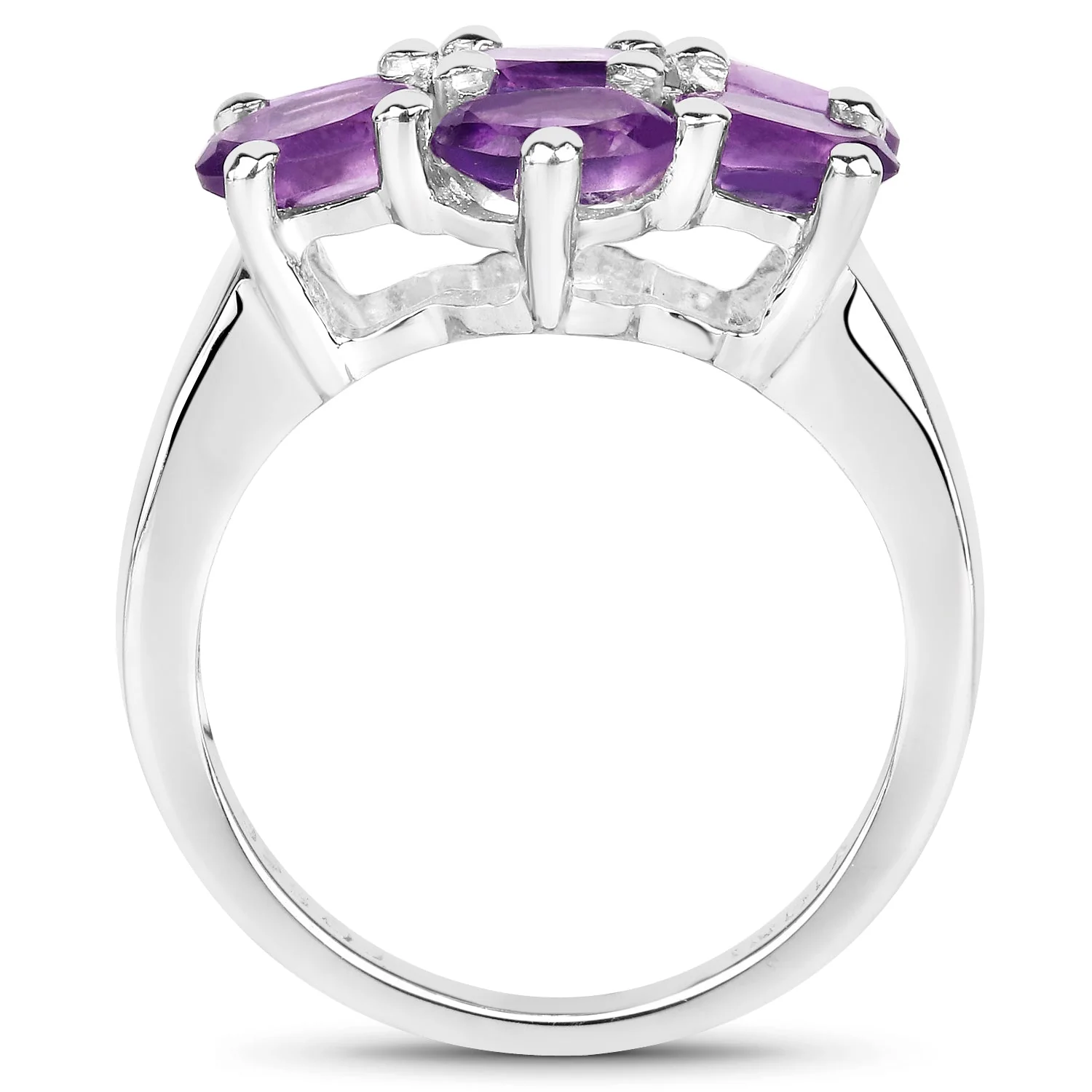 3.01 Carat Genuine  Amethyst .925 Sterling Silver Ring - Image 2