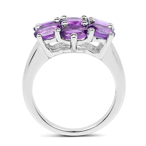 3.01 Carat Genuine  Amethyst .925 Sterling Silver Ring - Image 5