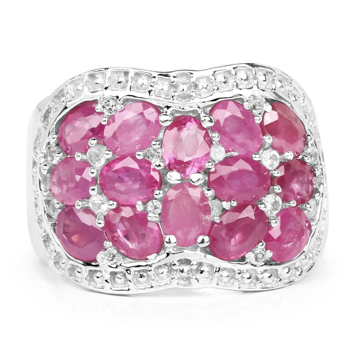 3.04 Carat Genuine Ruby & White Topaz .925 Sterling Silver Ring - Image 4