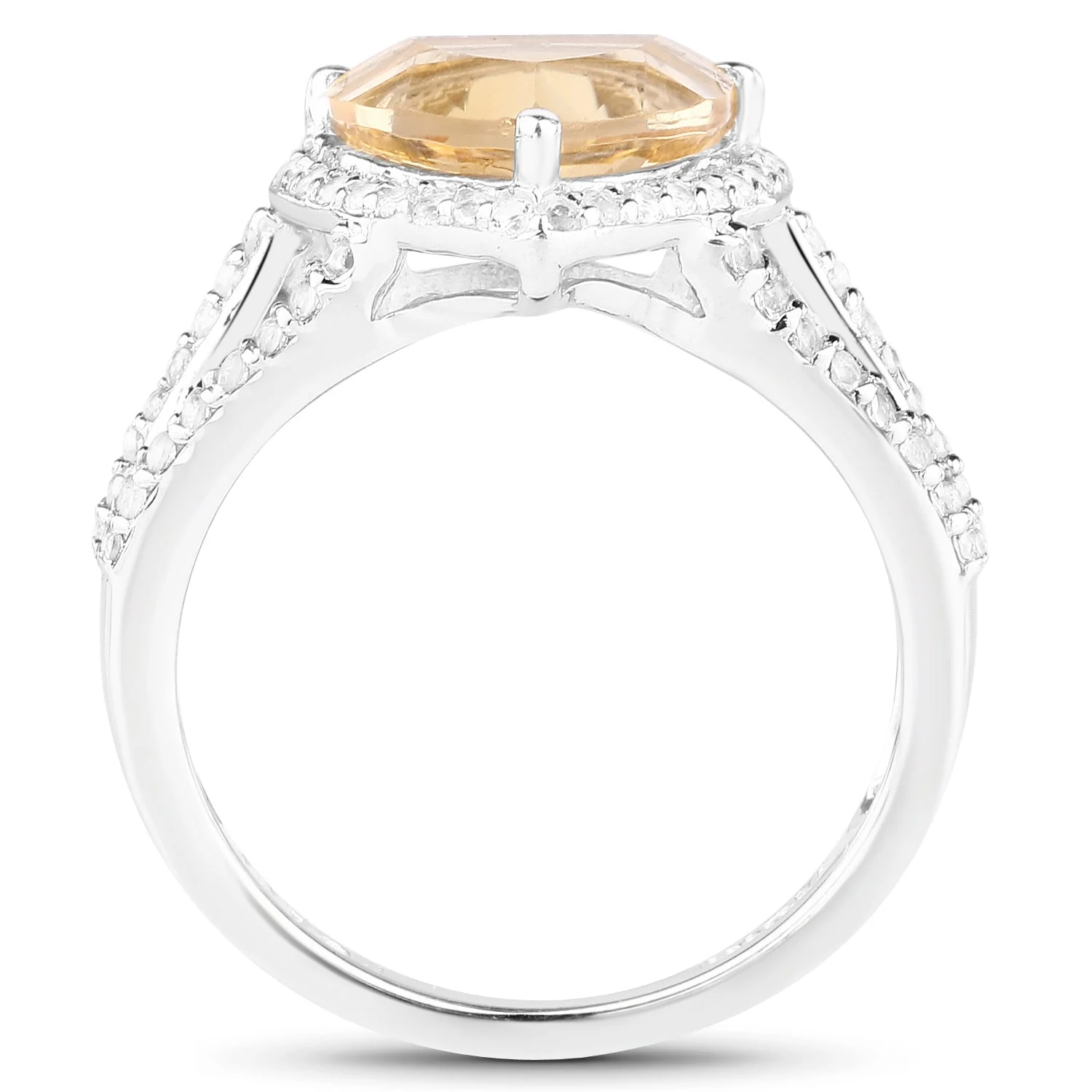 3.06 Carat Genuine Citrine and White Topaz .925 Sterling Silver Ring - Image 2