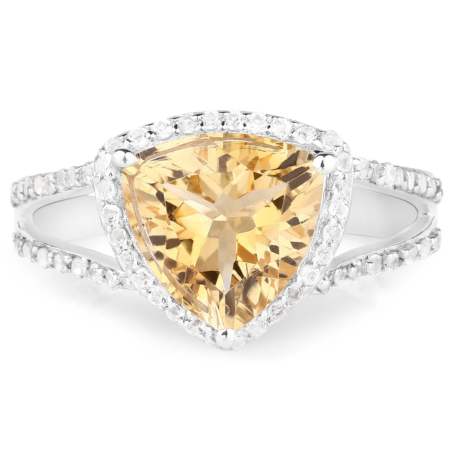 3.06 Carat Genuine Citrine and White Topaz .925 Sterling Silver Ring - Image 3