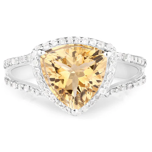 3.06 Carat Genuine Citrine and White Topaz .925 Sterling Silver Ring - Image 6