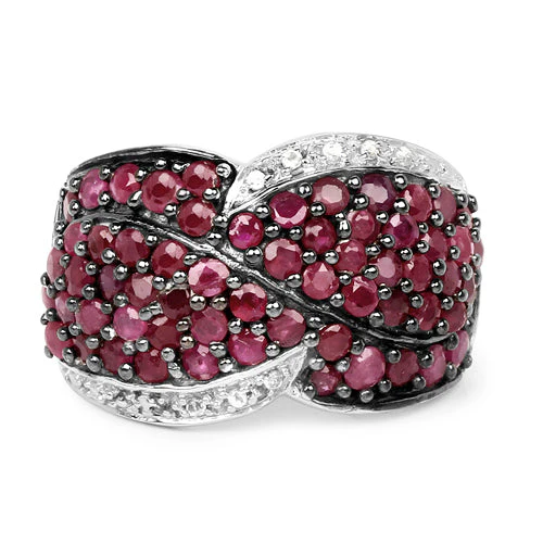 3.06 Carat Genuine Ruby & White Topaz .925 Sterling Silver Ring - Image 8