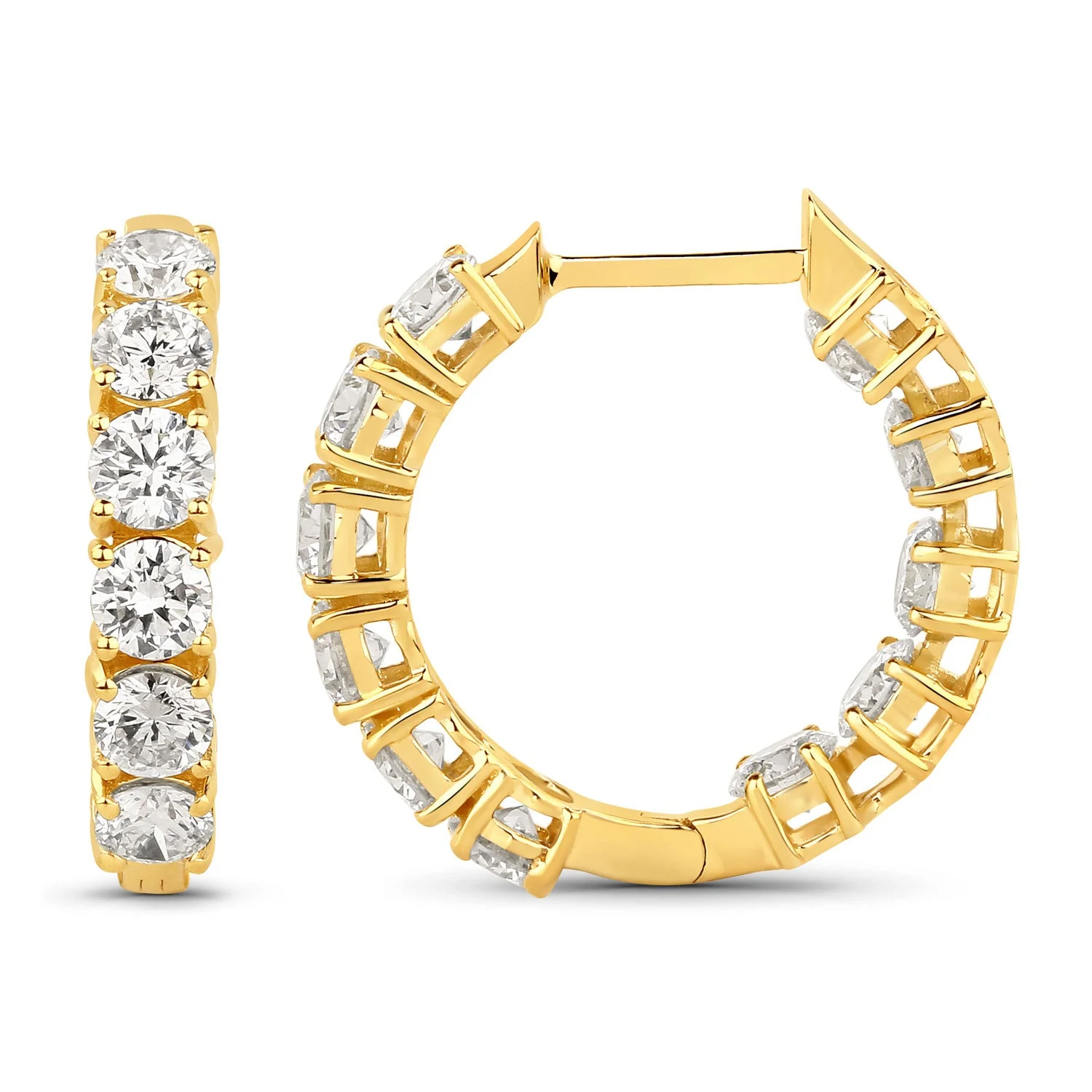 3.08 Carat Genuine Lab Grown Diamond 14K Yellow Gold Earrings - Image 2