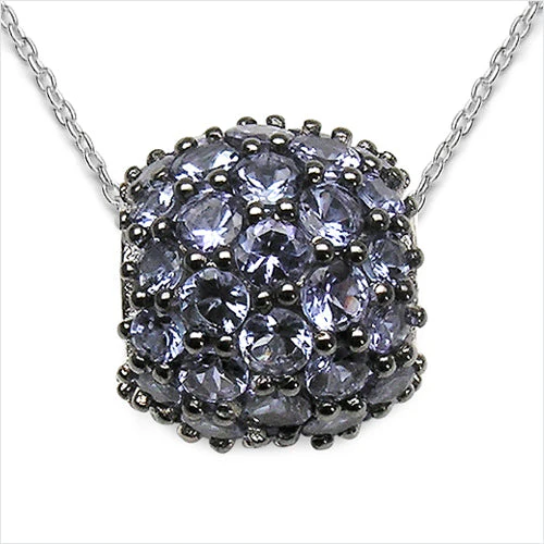 3.08 Carat Genuine Tanzanite .925 Sterling Silver Pendant - Image 3