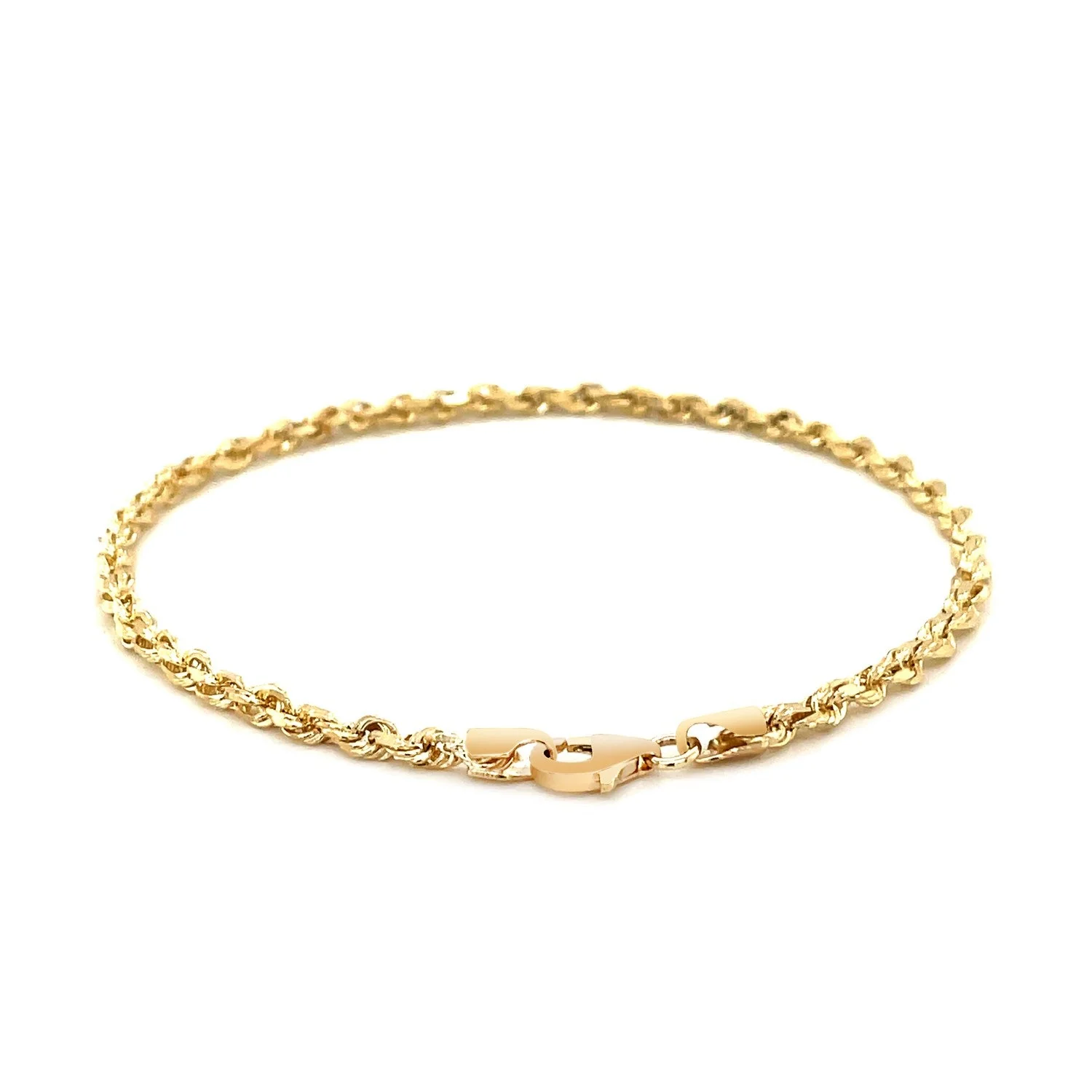 3.0mm 14k Yellow Gold Solid Diamond Cut Rope Bracelet - Image 6