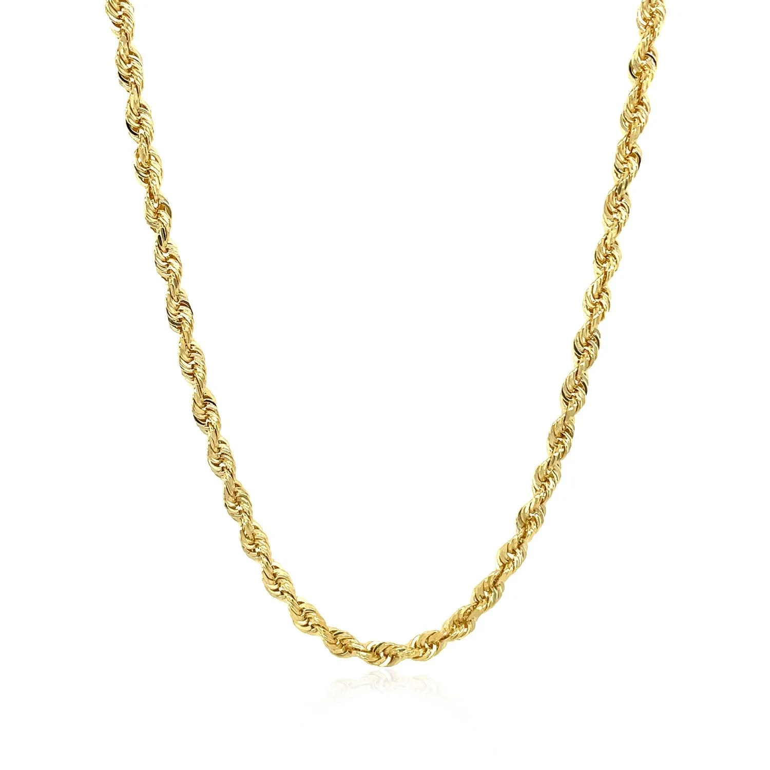 3.0mm 14k Yellow Gold Solid Diamond Cut Rope Chain - Image 7