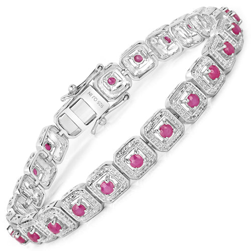 3.12 Carat Genuine Johnson Ruby .925 Sterling Silver Bracelet - Image 2
