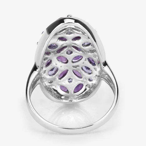 3.13 Carat Genuine Amethyst, Tanzanite and White Topaz .925 Sterling Silver Ring - Image 6