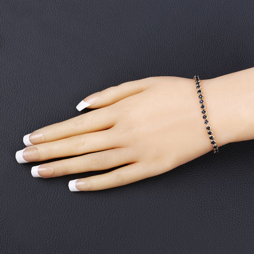 3.13 Carat Genuine Blue Sapphire 14K Yellow Gold Bracelet - Image 8