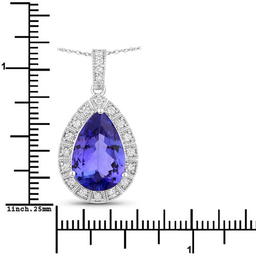 3.13 Carat Genuine Tanzanite and White Diamond 14K White Gold Pendant - Image 3