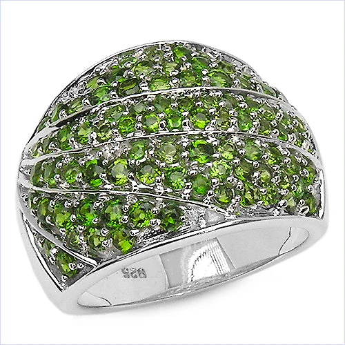 3.16 Carat Genuine Chrome Diopside .925 Sterling Silver Ring - Image 3