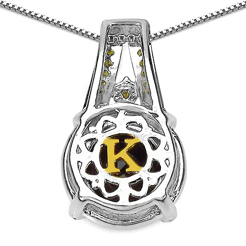 3.16 Carat Genuine Smoky Quartz, Yellow Diamond & White Diamond .925 Sterling Silver Pendant - Image 6