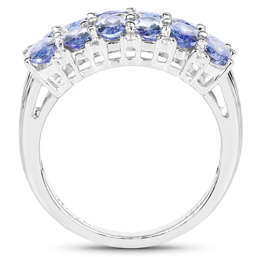3.16 Carat Genuine Tanzanite & White Topaz .925 Sterling Silver Ring - Image 5